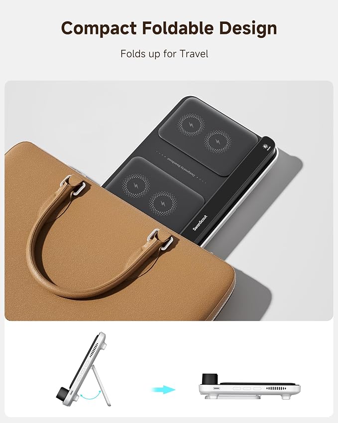 Fast Wireless Charging Station for Google 9 Pro Fold/Pixel Fold/8 Pro/8a/7 & Samsung Galaxy Z Fold 6/5/4/3, Foldable Phone Charger Stand, 504F