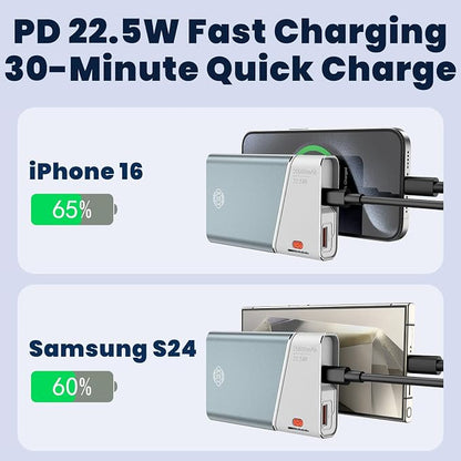 Aaoyun Portable Charger Power Bank, 20000mAh 22.5W PD Fast Charging Powerbank with Built-in USB C Cable, External Phone Battery Pack for iPhone 17/16/15 Samsung S24 Android etc