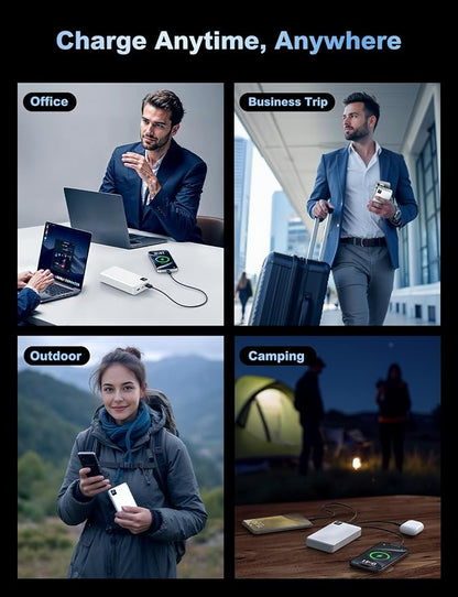 Portable Charger Power Bank, PD 22.5 W Fast Charging Large Capacity Battery Pack, 56800mAh Portable Phone Charger for Travel Camping Essential Compatible with iPhone 17/16/15/14/13 Series, iPad-White