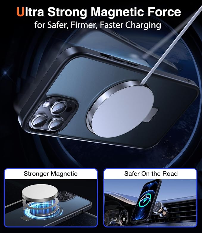 Chicfun 3-in-1 [Magnetic+Kickstand+Ring Holder] for iPhone 12 Pro Max Case Stand Ring Holder Compatible with MagSafe, Military Shockproof Protective Matte iPhone 12 Pro Max Phone Case Kickstand Cover