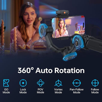 ZHIYUN Smooth 5S AI Pro Gimbal Stabilizer for Smartphone 3-Axis Phone Gimbal with AI Tracker, Magnetic/Built-in Fill Light, Storage Bag, iPhone Stabilizer for Video Recording Filming Vlogging