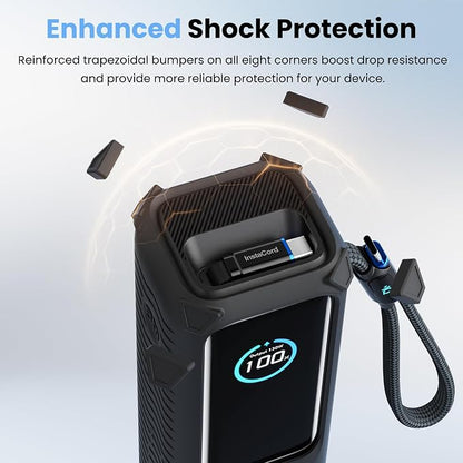 Silicone Case for Anker Laptop Power Bank (25000mAh 165W), with Charging Cable Holder, Portable Protective Cover Compatible with Anker 25000mAh 165W Power Bank for Travel & Daily Use (Black)