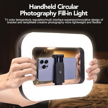 Smartphone Ring Selfie Light Kit Handheld LED Mobile Video Stabilizer Fill Lighting Rig Lights Built-in 8000mAh Battery Rechargeable for Phone Camera, YouTube, TIK tok Video Recording, Make up