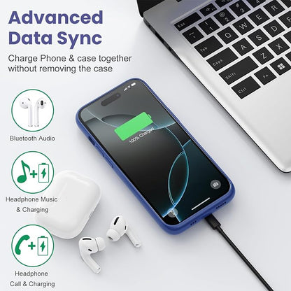 Battery Case for iPhone 16 Pro, Upgraded 7500mAh Portable Charging Case, Ultra-Slim Lightweight Powerful Extended Battery Pack for iPhone 16 Pro (6.3 inch)-Blue