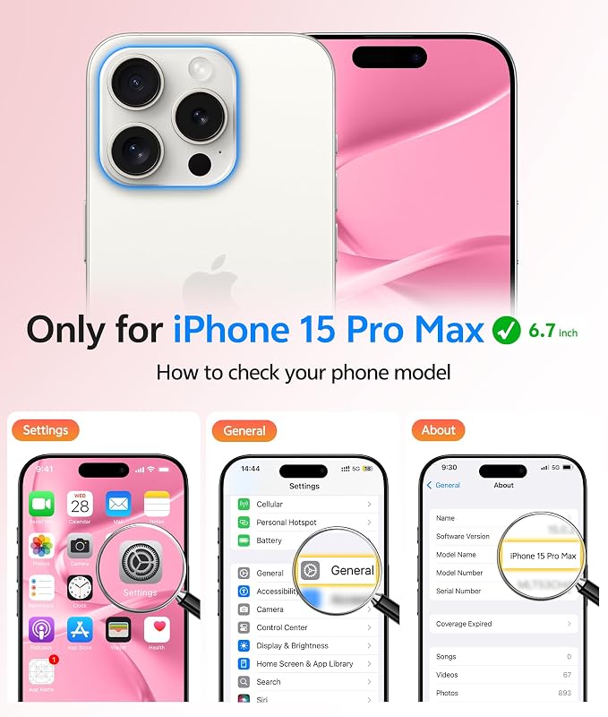 FNTCASE for iPhone 15 Pro Max Case: [Compatible with Magsafe] Translucent Matte Cases with [Full Camera Protection] [Screen Protector] Military Grade Shockproof Protective Phone Cover - Light Pink