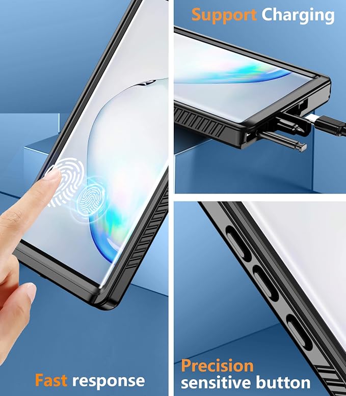 Temdan for Samsung Galaxy Note 10 Plus Case Waterproof, [Military-Grade Drop Protection] [IP68 Underwater] Full Body Heavy Duty Rugged Shock-Proof Case for Note 10 Plus 6.8''-Black