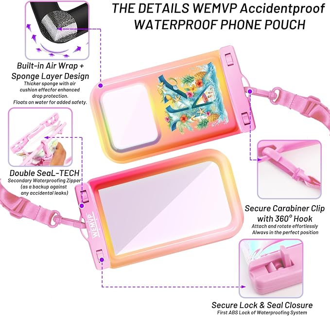 Personalized Initial Waterproof Phone Pouch Case - IPX8 Cellphone Dry Bag with Lanyard for iPhone 16/15/14/13/12 Pro Max (6.1–6.9"), Beach & Cruise Ship Essentials with Monogrammed Design (Pink, K)