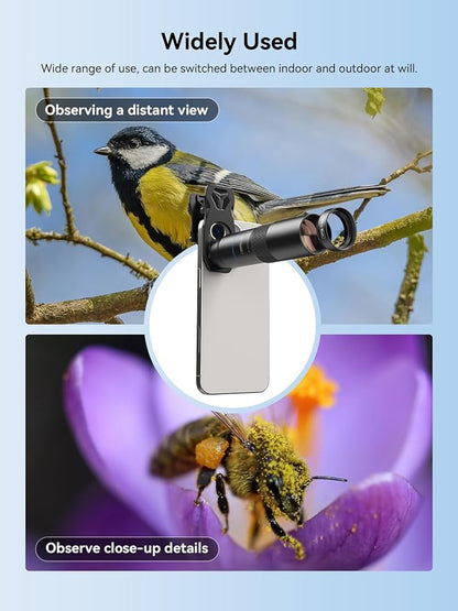 MIAO LAB 10X Telephoto Lens & 200mm Macro Lens, 2-in-1 Aluminum Phone Camera Lens Kit with Universal Clip. Phone Lens Attachment Fit for iPhone 17/16/15/14, Samsung, Android Phone and Most Smartphone