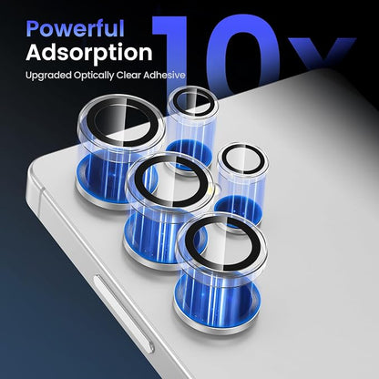Tensea (3+2PCS Compatible with Samsung Galaxy S25 Ultra Camera Lens Protector, 9H Tempered Glass Camera Cover Screen Protector Metal Individual Ring [Installation Tray][Case Friendly]