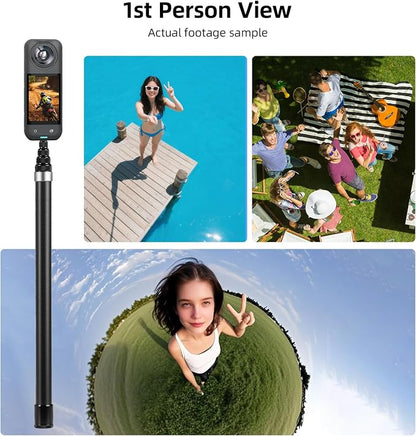 BRDRC 3m Selfie Stick for Insta360 X5 X4 Air, 118 Inch Carbon Fiber Invisible Ultra Long Extension Pole for Insta 360 ONE X5 X4 X3 RS, for DJI OSMO 360 Accessories (with Go Pro Adapter, Storage Bag)