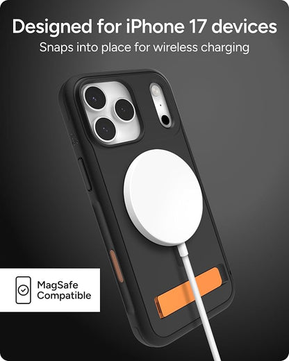 ZAGG Sedona Snap Case with Kickstand for iPhone 17 Pro Max - Flood Black, Drop Protection (13ft/4m), Multi-Layer Protection, with Camera Button, MagSafe Phone Case with Impact-Absorbing Bumpers