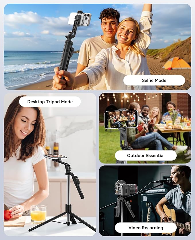 ORICO 75" Phone Tripod & Selfie Stick - 360° Rotatable Handle + Phone Holder for Multi-Angle Shooting, Wireless Remote, Extendable Stand for iPhone/Android/Camera/GoPro, Travel/Vlog/Recording - SPM190