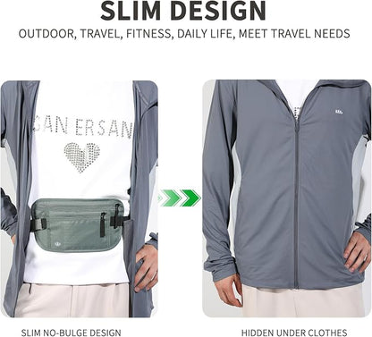 Money Belt for Travel Hidden Travel Pouch Women Men Hidden Rfid Passport Holder for Travel (Dark Green)