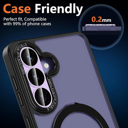for Samsung Galaxy S26 Camera Lens Protector, Electroplated Matte Back with 9H Tempered Glass Lens Protector, [Strong Adsorption] [Case-Friendly] Metal Ring HD Clear Lens Cover, Purple