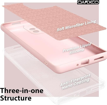 oakxco for Motorola Moto Edge Plus 2023 Case Silicone, Thin Slim Grip Soft Rubber Gel Protective Phone Case for Women, Matte Plain Solid Color Aesthetic Cute Girly Case with Camera Cover, Light Pink