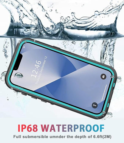 for iPhone 13 Case Waterproof Shockproof Dustproof Full-Body Sturdy with Camera Lens Protector and Built-in Screen Protector,Underwater Full Sealed Cover Protective for iPhone 13 (Teal)