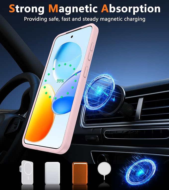 FNTCASE for Samsung Galaxy S25 Case: for Galaxy S24 Cases Magnetic Military Grade Drop Protection Translucent Cell Phone Cover - Slim Durable Shockproof Protective Bumper Cases- 6.2 inches (Pink) | Magnetic Phone Cases, 14FT Military Grade Drop Protect...