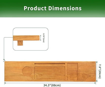 VaeFae Teak Bathtub Tray Table, Wooden Bath Board for Tub with Wine and iPad Holder