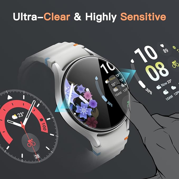 JETech Screen Protector for Samsung Galaxy Watch 7/6 44mm, 3-Pack | Tempered Glass Protection, HD Clear, Anti-Scratch Design