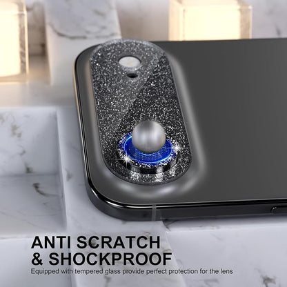Choiche Compatible for iPhone 17 Air Camera Lens Protector, Bling Camera Cover with 9H Tempered Glass Lens Screen Protector Metal Ring Decoration Accessories 6.5-inch (Glitter-Black)