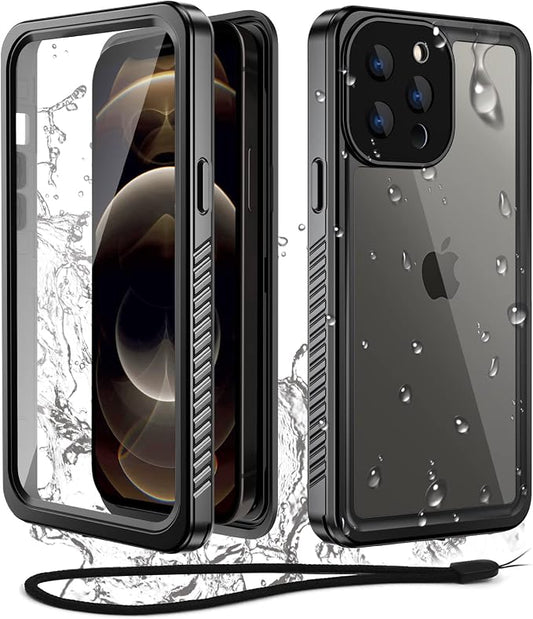 WIFORT for iPhone 12 Pro Waterproof Case - [Certified Water Proof & Military Protection] with [Built-in Screen Protector], Full Body Shockproof Phone Case Cover for iPhone 12 Pro 6.1" - Black