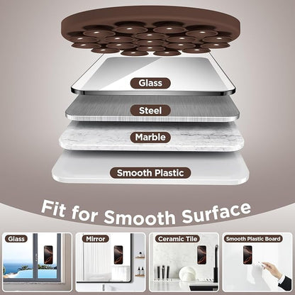 Magnetic Suction Cup Phone Mount with MagSafe, Silicone Hands-Free Grip Holder for iPhone Case and Android, Mirror Shower Phone Stand for Makeup FaceTime Gym Kitchen Bathroom, Chocolate