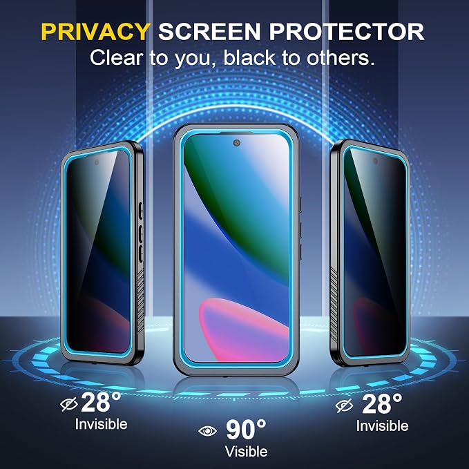 SPIDERCASE for Google Pixel 10 Case Waterproof, [12FT Military-Grade Drop Protection] [IP68 Water Resistance] [Privacy Screen Protector] Full Body Protection Phone Case-Lighe Blue