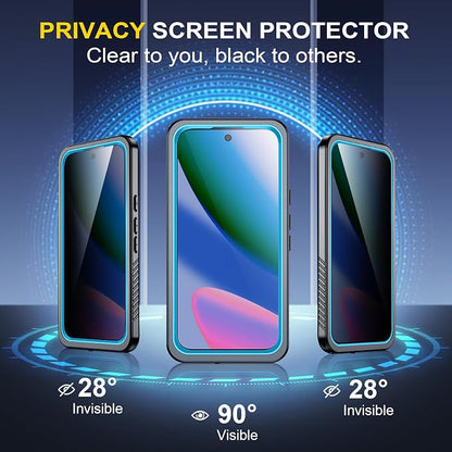 SPIDERCASE for Google Pixel 10 Case Waterproof, [12FT Military-Grade Drop Protection] [IP68 Water Resistance] [Privacy Screen Protector] Full Body Protection Phone Case-Lighe Blue
