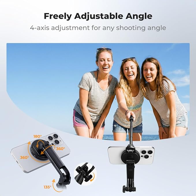 K&F CONCEPT Popod 72" Phone Tripod, 3-in-1 Clip & Magnetic Selfie Stick with Remote, Automatic Phone Tripod Stand, Compatible with iPhone 17-12 Series Pocket 3 Android Phones 1/4" Screw Accessories
