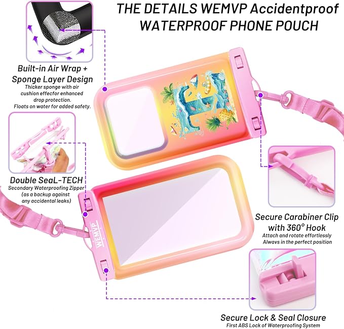 Personalized Initial Waterproof Phone Pouch Case - IPX8 Cellphone Dry Bag with Lanyard for iPhone 16/15/14/13/12 Pro Max (6.1–6.9"), Beach & Cruise Ship Essentials with Monogrammed Design (Pink, T)