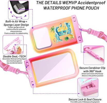 Personalized Initial Waterproof Phone Pouch Case - IPX8 Cellphone Dry Bag with Lanyard for iPhone 16/15/14/13/12 Pro Max (6.1–6.9"), Beach & Cruise Ship Essentials with Monogrammed Design (Pink, T)