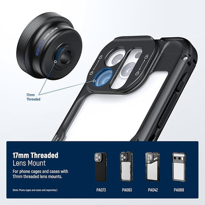 NEEWER 18mm Wide Angle Lens with 17mm Threaded Phone Camera Lens Clip, 100° FOV, 0.75X Magnification, 6 Elements in 5 Groups, Compatible with iPhone Android Samsung for Mobile Photography, LS-72
