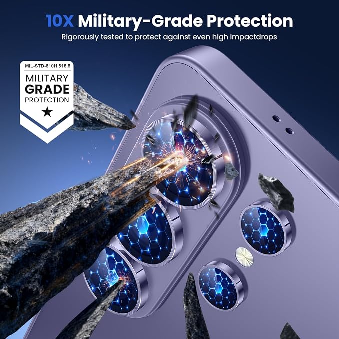 WSKEN for Samsung Galaxy S26 Ultra Camera Lens Protector - Ultra Thin Case Friendly, 9H Shatterproof Tempered Glass with Anti Scratch Metal Circle Camera Screen Protector Cover Accessories, Violet