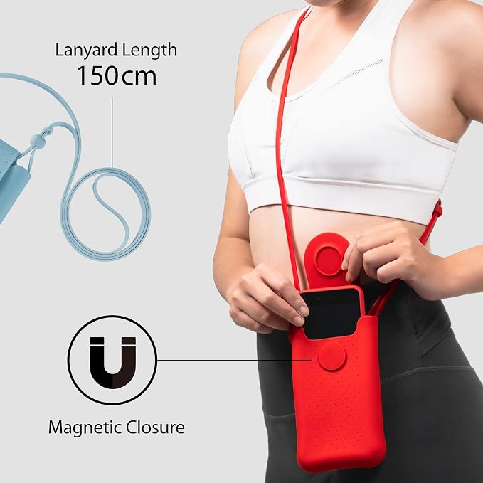 Bone Crossbody Phone Bubble Bag 1, Cell Phone Purse with Shock-Absorbing Design & Magnetic Closure, Adjustable Silicone Shoulder Lanyard Strap (Morandi Blue)