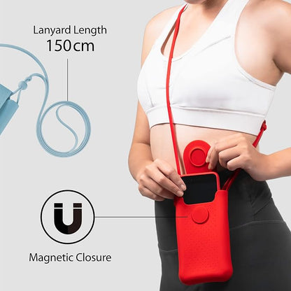 Bone Crossbody Phone Bubble Bag 1, Cell Phone Purse with Shock-Absorbing Design & Magnetic Closure, Adjustable Silicone Shoulder Lanyard Strap (Morandi Blue)