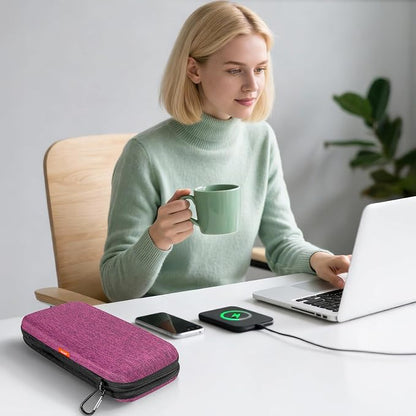 Purple Double-Layer Hard Shell Carrying Case,Travel Cable Pouch | Portable Electronic Organizer Travel Zipper Pouch,Tech Accessories Storage Bag for Charger, Adapter,Power Bank, Phone, Cable