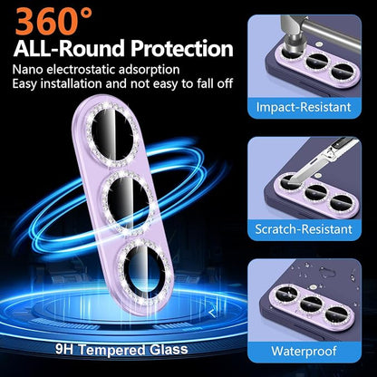 for Samsung Galaxy S26 Plus Camera Lens Protector, Electroplated Matte Back with 9H Tempered Glass Lens Protector, [Strong Adsorption] [Case-Friendly] Metal Ring HD Lens Cover, Purple Diamond
