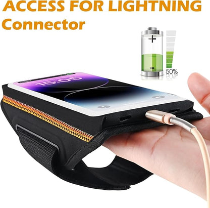 Phone Armband Holder for Running,3D Design Cell Phone Armband with Zipper Pocket for Earbuds Car Keys,Water Resistant Sport Running Arm Band for iPhone 16 15 14 13 12 11 Pro Max Fit Up to 6.9''