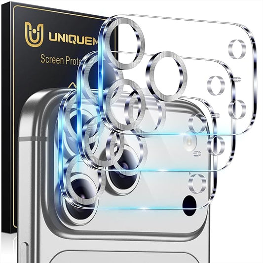 UniqueMe 3 Pack Compatible for iPhone 17 Pro Max Camera Lens Protector - [Drop Protection] [Case Friendly] 9H Tempered Glass Camera Cover Screen [Update New Version] - Silver