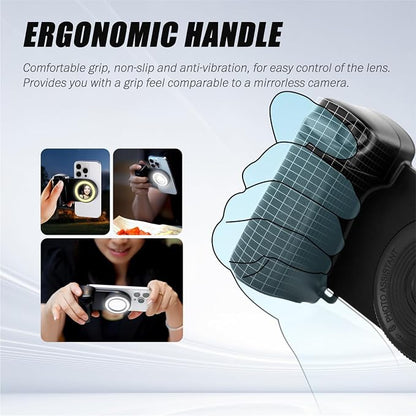 Magnetic Selfie Ring Light, Snap Grip with Detachable Bluetooth Remote Control for iPhone, Rechargeable LED Fill Light, Smartphone Camera Handle, Photo Shooting Acccessories Compatible with Magsafe