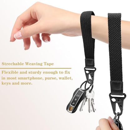 Stretchy Wristlet Keychain, Wrist Lanyard Strap Key Chain Holder to Hold Keys Wallet Phone ID Badge for Men Women