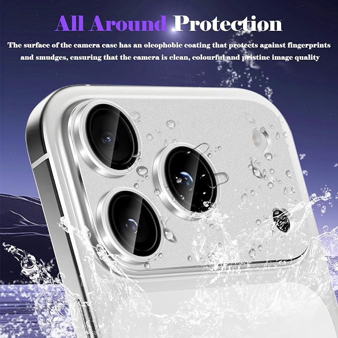 Camera Lens Protector for iPhone 17 Pro Max Camera Lens Protector [Strong Adsorption] [Not Easy to Break] Metal Tempered Glass Rear Camera Screen Cover - Silver