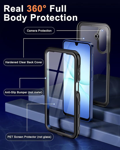Beasyjoy for Samsung Galaxy A17 5G Case Waterproof, Built-in Screen Protector IP68 Waterproof Dustproof,Full Body Rugged Cover Military Grade Shockproof Protective for Samsung A17 5G 6.7", Black/Clear