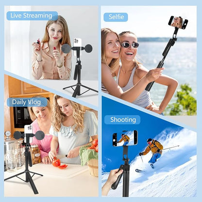 Auto Face Tracking Tripod for iPhone & Android, 360° Rotating Phone Tripod with 2 LED Fill Lights, Extendable 70″ Selfie Stick for Video Recording, Live Streaming, Ideal for Content Creators