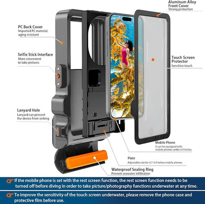 2026 Diving Snorkeling Phone Case for iPhone 17/16/15/14/13/12/11 Pro Max/XS/X Samsung Galaxy S26/S25/S24 Professional Scuba Dive Waterproof Underwater Photo Video Cover (4TH Gen, Gray)