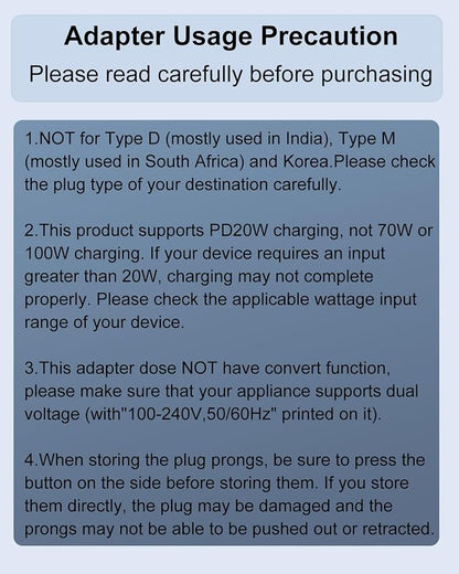 Universal Travel Adapter, 2 USB-C ＆ 1 USB-A, Cover 200+ Countries | PD 20W, International Plug Adapter, All in One Portable Adapter, NOT A Voltage Converter, for USA, UK, EU, AU (White)