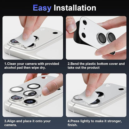 Camera Lens Protector for iPhone 17 pro max, [2026 Upgraded] Aluminum Alloy Frame with Sapphire AR+AF Glass, Military Grade, Anti-Scratch, Case Friendly, White