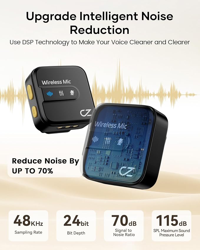 Wireless Lavalier Microphone for iPhone iPad Android with Charging Case,Lapel Mic with Noise Reduction,56H Battery Life, 164ft Range,Mini Microphone for Video Recording,YouTube,Vlog,Live Streaming