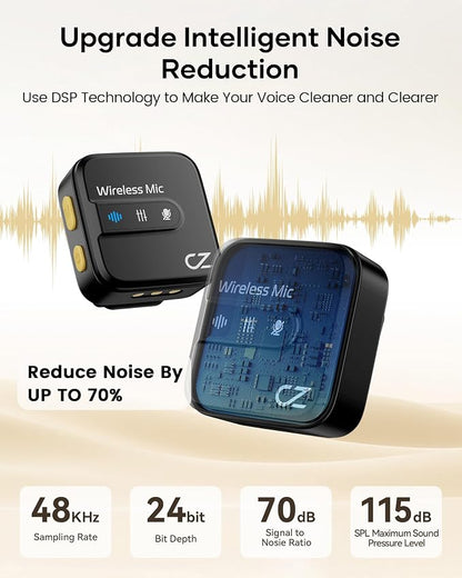 Wireless Lavalier Microphone for iPhone iPad Android with Charging Case,Lapel Mic with Noise Reduction,56H Battery Life, 164ft Range,Mini Microphone for Video Recording,YouTube,Vlog,Live Streaming