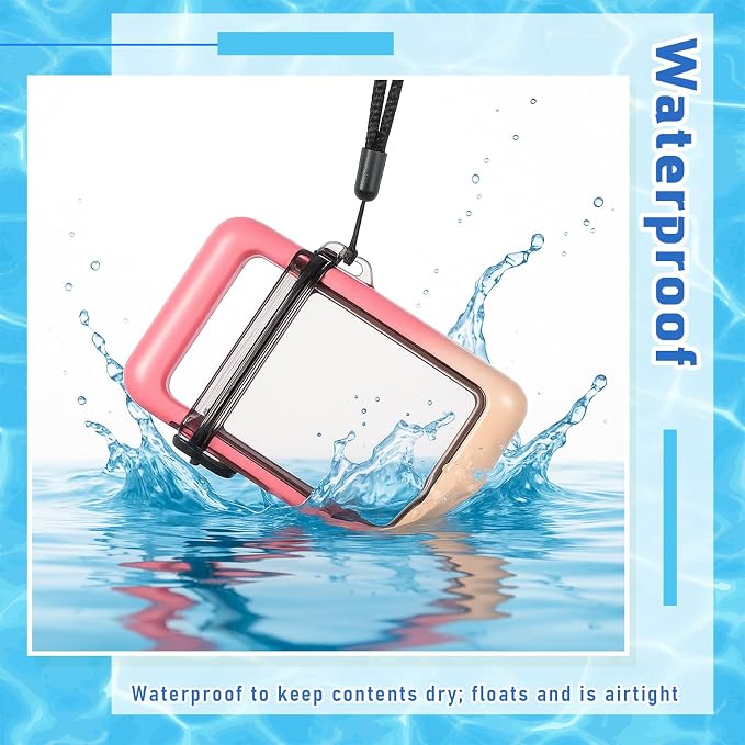 Outus 3 Pcs Waterproof ID Badge Holder Case with Waterproof Buckle Floating Sports Case Locker with Adjustable Hanging Rope Plastic Card Dry Box(Blue, Pink, Green,4.33 x 2.68 x 1.18 in,Macarons)